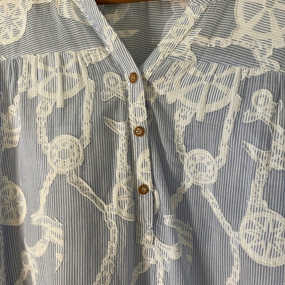 Democracy Blue White Anchor Nautical Popover Size Small S - Picture 4 of 10